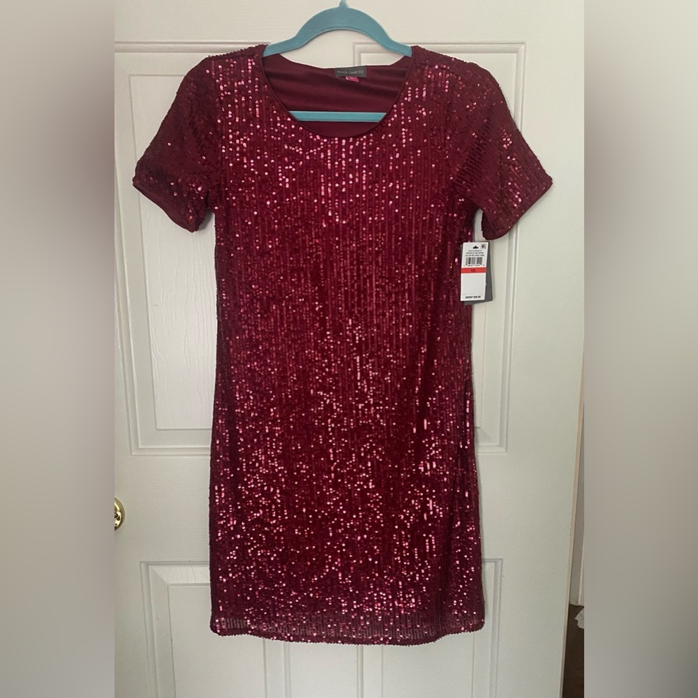 Vince Camuto Dress  Wine Sequin Sheath  NWT